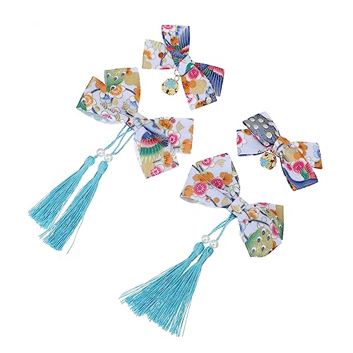 minkissy 2 Paar Haarnadel Schleifen-entenschnabel-clips Antike Haarspangen Festliche Entenclips Haarschmuck Für Karneval Haarspange Mit Metallschleife Polyester Blumen Fräulein Quaste von minkissy