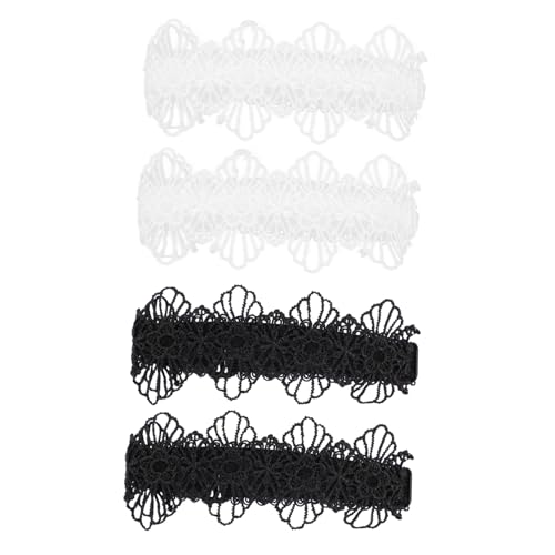 minkissy 2 Paare Abnehmbare Anti rutsch Schuhriemen für High Heels Komfortables Stoffmaterial Verhindert Herausfallen Dekorative Knöchelriemen für Damen Schwarz und Weiß Spitze von minkissy