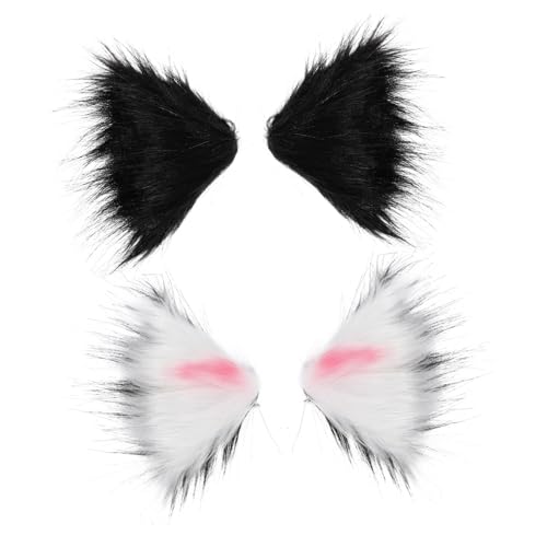 minkissy 2 Paare Cosplay Haarspangen Katzenohrform Leichtes Mädchen Haarschmuck Clips Bequeme Haarklammern für Kostümfest Halloween Karneval von minkissy