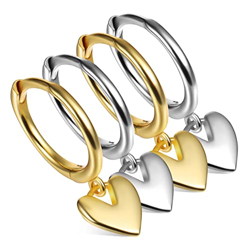 minkissy 2 Paare Herzförmige Ohrringe Creolen mit Anhängern für Frauen und Mädchen für und Besondere Anlässe minkissy 2 Paare Herzförmige Ohrringe Creolen mit Anhängern für Frauen und Mädchen für und Besondere Anlässe von minkissy