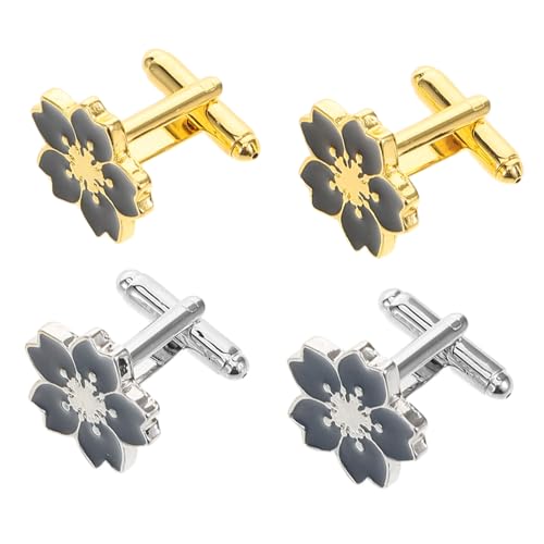 minkissy 2 Paare Japanische Kirschblüten Manschettenknöpfe aus Minimalistisches Design Leicht und Sicher Stilvolle Hemd-accessoires für Damen und Herren Business und Formelle Anlässe von minkissy