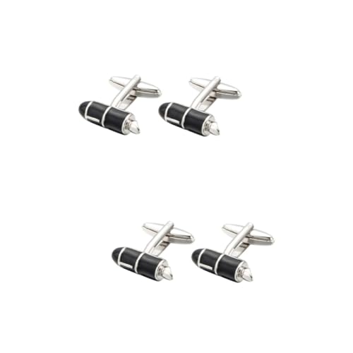 minkissy 2 Paare Manschettenknöpfe Herren Dekorative Cufflinks Silberfarbene Enamel Cuff Buttons für Hochzeiten und Partys Elegantes Design Langlebig und zu Tragen von minkissy