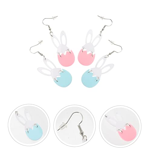 minkissy 2 Paare Osterohrringe Damen Kaninchen Ohrringe Hängend Kreatives Design Leicht Schmuck für Frühling Party Alltag von minkissy