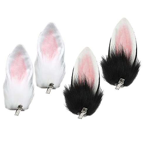 minkissy 2 Paare Plüsch Hasenohren Haarspangen Bunny Ohr Haarclips Cosplay Kostüm Party Haaraccessoire für Jugendliche von minkissy