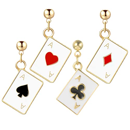 minkissy 2 Paare Poker Design Ohrstecker Damen Teiliges Kleine Stilvolle Spielkarten Ohrringe Modischer Ohrschmuck mit Herz und Pik Leicht und Angenehm zu Tragen für Alltag und Besondere von minkissy