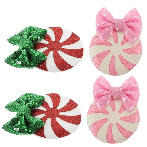 minkissy 2 Paare Weihnachts Haarspangen mit Pailletten Glitzernde Schleifen Haarklammern für Mädchen Festliche Haar Accessoires für Weihnachtsfeier und Geschenkideen von minkissy