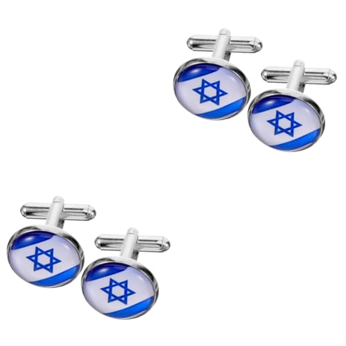 minkissy 2 Paare israelische Manschettenknöpfe Kleidung Manschettenknöpfe aus Legierung Hemdärmelverzierung Hemdmanschettenknöpfe modellieren Hemdärmelknopf Zinklegierung von minkissy
