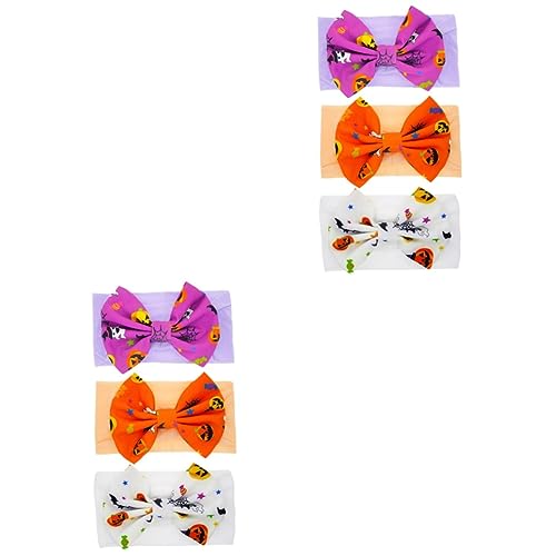 minkissy 2 Sätze 3tlg Halloween Kinder Stirnband Haarschmuck Haarwickel Für Neugeborene Haarwickel Für Kleinkinder Schleifen-turban Für Kinder Requisiten Stoff Baby Elastizität von minkissy