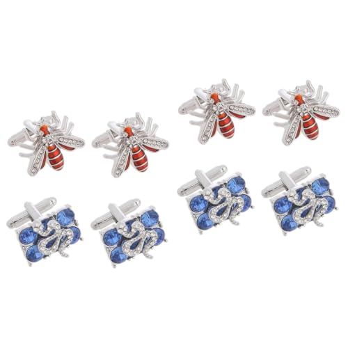 minkissy 2 Sätze Bienen-manschettenknöpfe Herrenschmuck Business Manschettenknöpfe Hemdmanschettenknöpfe Manschettenknöpfe Für Herrenanzüge Manschettenknöpfe Herren Strasssteine 2 Paare * 2 von minkissy