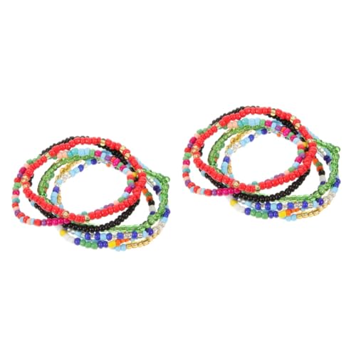 minkissy 2 Sätze Boho Fußkettchen Für Damen Herren Teiliges Perlen Fußkettchen Vielseitig Tragbar Knöchel Oder Armband Für Sommer Strand Modischer Schmuck Für Jede Gelegenheit 7 Stück * 2 von minkissy
