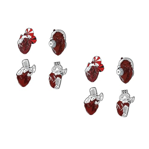 minkissy 2 Sätze Brosche Schmuck Pin Broschen Herzförmige Brosche Kinderkleidung Requisiten Cartoon Herz Brosche Schöne Corsage Kleidungszubehör Student Cartoon Corsage Cartoon 4 Stück * 2 von minkissy