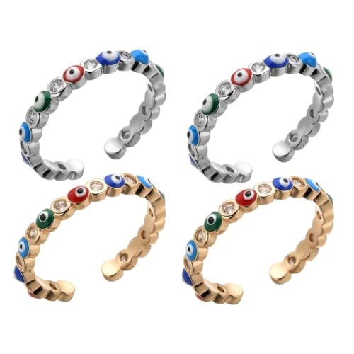 minkissy 2 Sätze Evil Eye Ring Offener Ring Für Damen Verstellbar Komfortabel Vergoldet Modischer Schmuck Für Teenager Und Frauen 2 Stück * 2 von minkissy