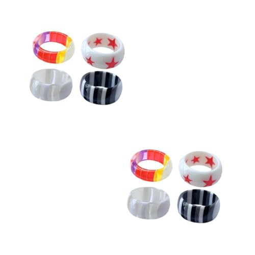minkissy 2 Sätze Finger Ring Mit Einzigartigem Design Mehrfarbige Schichten Hochwertigem Harz Stilvoller Schmuck Für Damen Herren Für Verschiedene Anlässe Wie Geburtstage Feiern 4 Stück * 2 von minkissy
