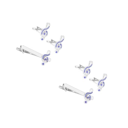 minkissy 2 Sätze Herren Krawattenklammer mit Notenschlüssel Manschettenknöpfen Accessoires für Business Feiern und Alltag Langlebig und Komfortabel zu Tragen von minkissy