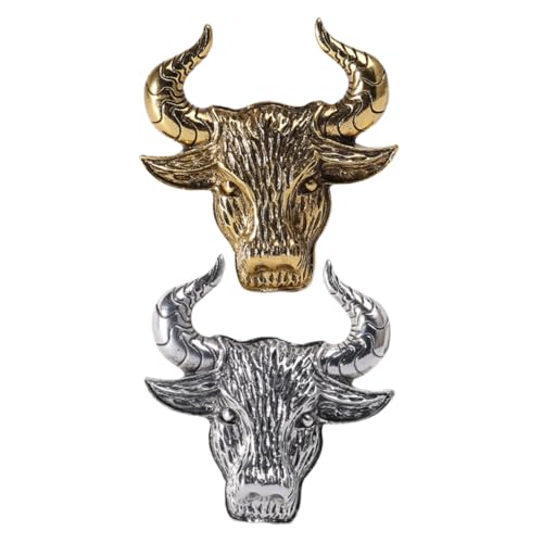 minkissy 2 Sätze Legierungs Broschen Vintage Rinderkopf Anstecknadel Für Damen Und Herren Als Dekoration Für Kleidung Taschen Hüte Und 2 Stück * 2 von minkissy
