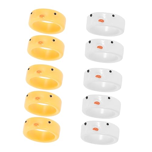 minkissy 2 Sätze Liebevolle Küken Ringe Dekorative Fingerringe Für Kleinen Finger Hochwertigem Fingerdekoration Für Frauen 10 Stück * 2 von minkissy