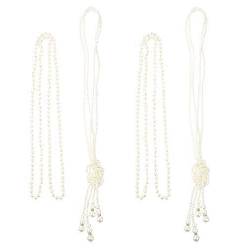 minkissy 2 Sätze Perlenkette Halskette Für Frauen Brüllende 20er Flapper Beads Kostümzubehör Aus Den 1920er Jahren Kette Choker Weiß Pullover Kette Fräulein Europäisch Und Amerikanisch von minkissy