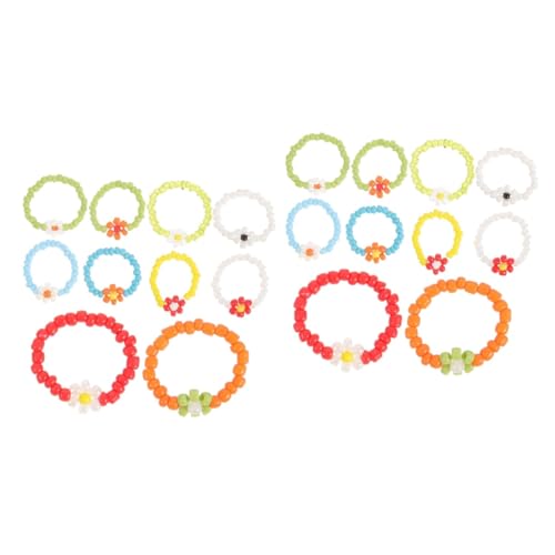 minkissy 2 Sätze Perlenringe Mit Blumenmotiv Für Frauen Elastische Handgefertigte Schmuckstücke Für Freizeit Anlässe 10 Stück * 2 von minkissy