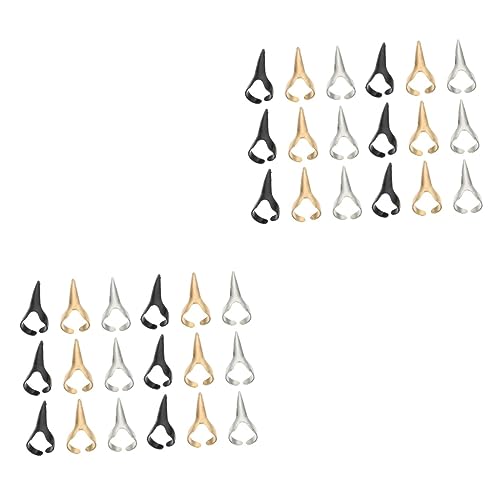 minkissy 2 Sätze Punk Finger Ringe Metall Nagelkrallen Für Cosplay Halloween Und Karneval Offene Ringe Gold Silber Und Schwarz Für Partys Und Besondere Anlässe 30 Stück * 2 von minkissy