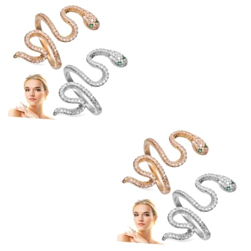 minkissy 2 Sätze Schlangenringe Für Männer Frauen Goldfarbenem Silberfarbenem Schmuck Verstellbare Ringe Stilvolles Design Für Verschiedene Anlässe Langlebig Pflegeleicht 2 Stücke * 2 von minkissy
