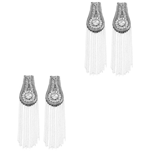 minkissy 2 Sätze Strass Stoff Zubehör Quaste Lang Hochzeit Picker Schulterklappenschmuck Strass Schulterklappen Männer Epaulette Schulterschmuck Tuch 2 Stücke * 2 von minkissy