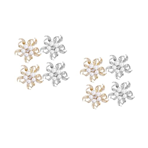 minkissy 2 Sätze Teiliges Blumenbroschen Legierung Mit Perlen Strassdetails Für Damen Hochwertige Anstecknadeln Für Kleidung Taschen Schals Silber 4 Stücke * 2 von minkissy