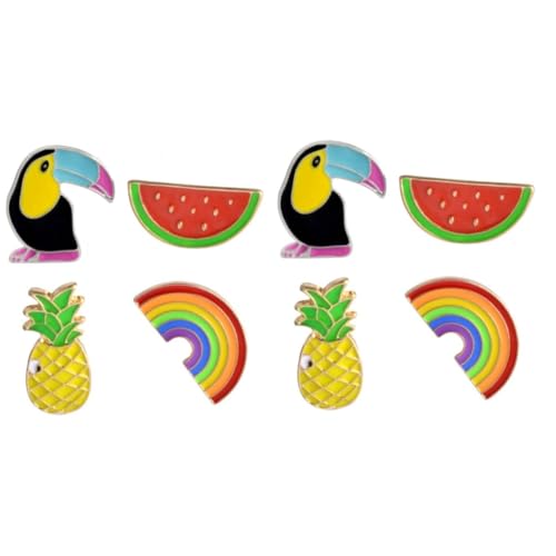 minkissy 2 Sätze Teiliges Broschen Anstecker Kreative Regenbogen Ananas Toucan Brosche Cartoon Design Für Halskette Kleidung Stilvolles Auffälliges Accessoire 4 Stücke * 2 von minkissy