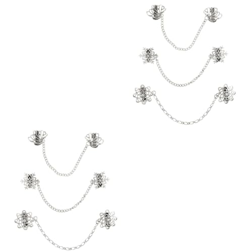 minkissy 2 Sätze Teiliges Vintage Hemdkragen Clips Mit Kette Brosche Und Anstecker Für Formelle Outfits Vielseitig Einsetzbar Als Kragenclip Hutdekoration Oder Rucksackkette 3 Stück * 2 von minkissy