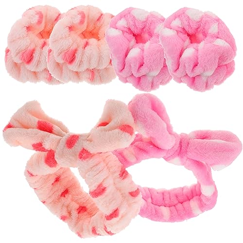 minkissy Make-up-gesichtswasch-stirnband-set 2er-pack Schleifen-stirnbänder Armband-handtücher Für Die Schönheitsroutine Von Frauen von minkissy