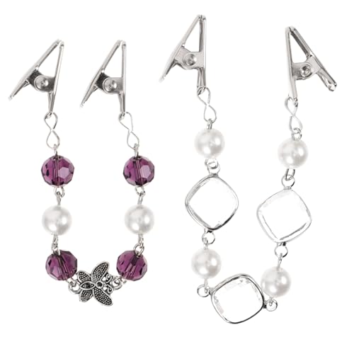 minkissy 2 Stck Perlen Cardigan Clips Metall Strickjacken Klammern mit Schmetterling und Perlen Design Dekorative Mode Accessoires für Pullover Schals und Kleider Einfach Zufällige Farbe von minkissy