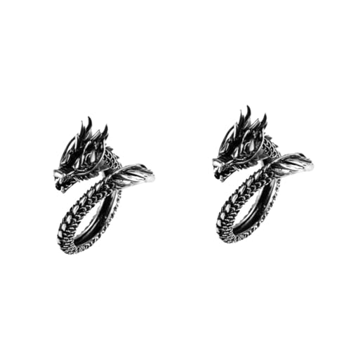 2 Stck. Retro Drachenring für Herren Vintage Öffnungsring im Drachen Design Ethnischer Schmuck für Festivals Partys Besondere Anlässe Einzigartiges Modisches Accessoire für Männer von minkissy