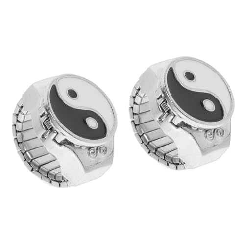 minkissy 2 Stck. Retro Ring Watch Fingeruhr mit Elegantem Design Zeitmesser für Herren Damen Langlebig Komfortabel von minkissy