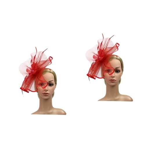 minkissy 2 Stk Teepartyhut für Frauen Fascinator-Hut mit Stirnband Frauen Mützen Hüte Tiara Hut-Stirnband Federhut Haarband Europäisch und amerikanisch Kopfbedeckung das Foto Braut von minkissy