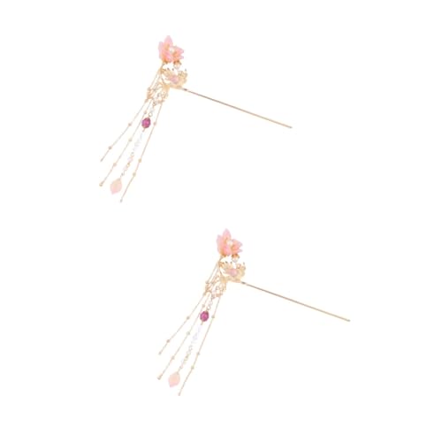 minkissy 2 Stk Perle Haarnadel Vintage Haarnadel Strassdekor haarklammer rosa Perlenhaarnadel Haarspangen Tiara Retro lange Haarspange Perlen-Haarspange Hochzeit Spaziergang Haare hoch von minkissy