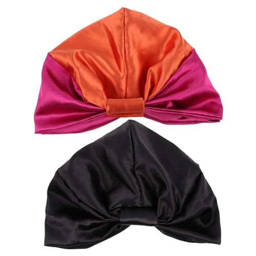 minkissy 2stücke Schlafmütze Aus Satin Elastische Haarpflegehaube Fleckenhaube Für Frauen Aus Polyestermaterial Leicht Und Bequem Zu Tragen Farbe Nicht Verblassen von minkissy
