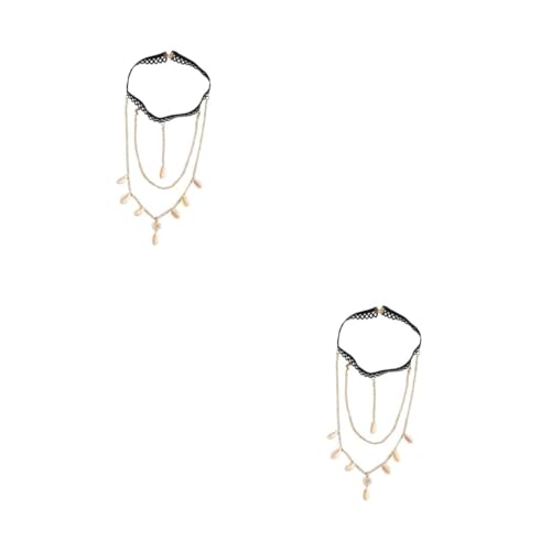 minkissy 2 Stück Beinkette mit Muscheldekor Elastisches Körper Schmuck Accessoire für Frauen für Strandpartys Festliche Anlässe von minkissy