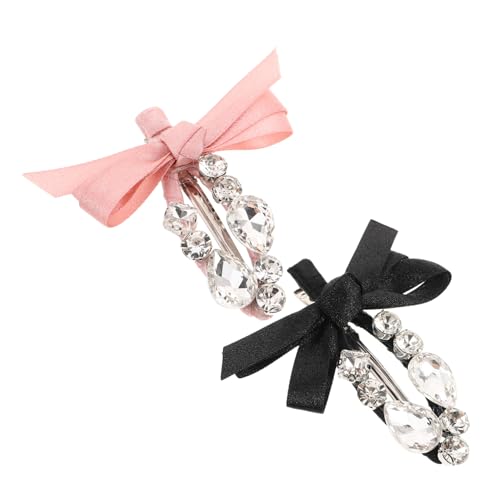 minkissy 2 Stück Bowknot Haarklammern mit Funkelnden Strasssteinen Kleine Schleifen Haarspangen Robuste Entenmaul Haarklammern für Damen Seitliche Haarclips Schwarz für Alltag und Party von minkissy