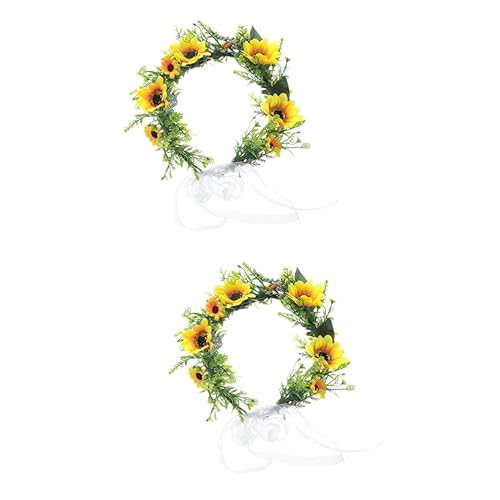 minkissy 2 Stück Braut-Stirnband Sonnenblumenkranz Hochzeitsdekoration Kleid Für Mädchen Haarschmuck Für Mädchen Haarschmuck Für Frauen Hochzeits-Haarbänder Für Damen Haarschal von minkissy