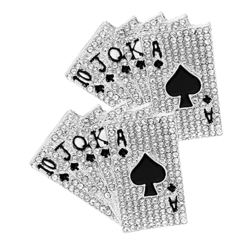 minkissy 2 Stücke Spielkarten Brosche Pin mit Strass Legierungsbrosche Einzigartige Anstecknadel für Damen und Herren Pullover Clip für Schicke Outfits für Besondere Anlässe von minkissy
