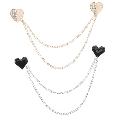 minkissy 2 Stück Damen Brosche Mit Strass Quaste Herzform Anstecknadel Mit Quastenkette Corsage Schmuck Kragenabzeichen Corsage Brustnadel Für Kleid Schal Anzug Strickjacke von minkissy