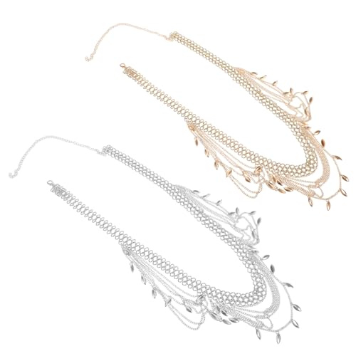 minkissy 2 Stück Damen Taillenkette Metall Bauchkette Verstellbar Boho Mehrlagig Ethno Stil Hüftkette Schmuck für Party Festival Freizeit von minkissy