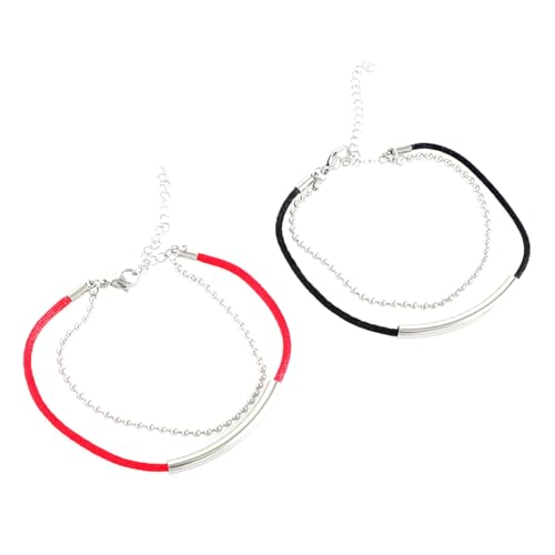 minkissy 2 Stück Doppellagige Armbänder Titanstahl Kreative Handgelenk Kette mit und Schwarzem Design für Damen für Valentinstag oder Besondere Anlässe von minkissy