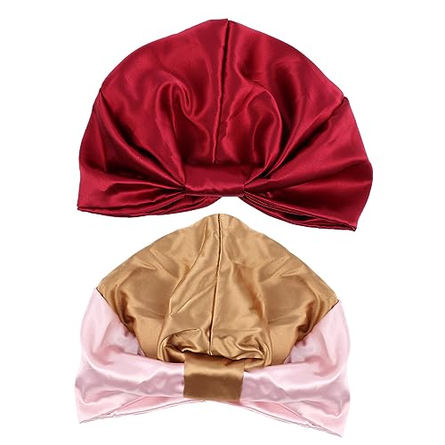 minkissy 2 Stück Satin-haube Bonnet-stirnband Für Damen Elastische Schlafmütze Für Nacht-outfits von minkissy