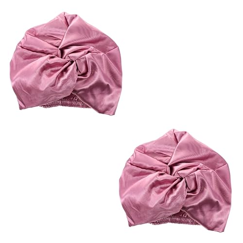 minkissy 2 Stück Doppellagiges Satin-Kopftuch Für Damen Seiden-Schlafhaube Seiden-Turban-Mütze Für Damen Haarpflegekappe Kappen Für Damen Dekorative Badekappe Große Duschhüte von minkissy