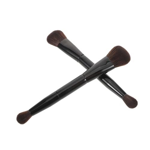 minkissy 2 Stück Doppelseitiger Make Up Pinsel Weiche Dual Ended Concealer Blush Brush Präzise Lidschatten und Konturierungspinsel Kompakt und Reisefreundlich Schwarzes Make Up Werkzeug von minkissy