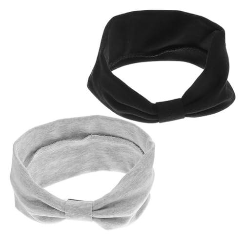 minkissy 2 Stück Elastisches Yoga Stirnband aus Baumwolle Breites Atmungsaktives Schweißband für Damen Rutschfest Langlebig für Fitness Laufen Yoga und Freizeit von minkissy