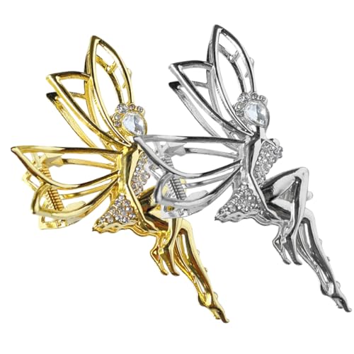 minkissy 2 Stück Elegante Haarklammern aus Metall mit Strasssteinen Rutschfest für Dickes Haar Modische Krallenspangen für Frauen als Haarschmuck und Ponytail Holder Clip von minkissy