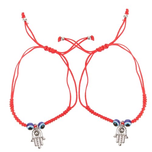 minkissy 2 Stück Evil Eye Armbänder für Frauen Männer Verstellbare Schnurarmbänder Schnur Handgefertigter Schmuck Glücksbringer für Freundschaft von minkissy