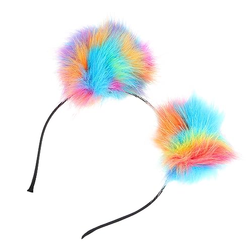 minkissy 2st Pelzknäuel-stirnband Haarspangen Für Damen Party Dekoratives Stirnband Haaraufsätze Für Damen Cosplay-kopfschmuck-dekoration Haarschmuck Kugelförmig Kind Katze Kopfschmuck von minkissy