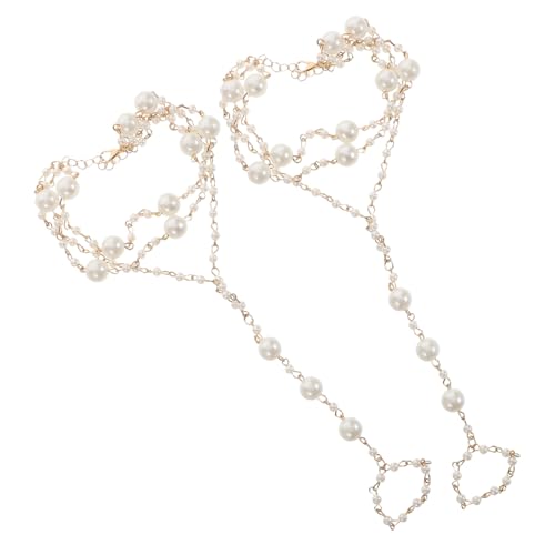 minkissy 2stücke Perlen Fußkette Für Damen Verstellbares Fußkettchen Mit Perlendetails Leicht Und Angenehm Als Sommerschmuck Für Strand Und Freizeit von minkissy